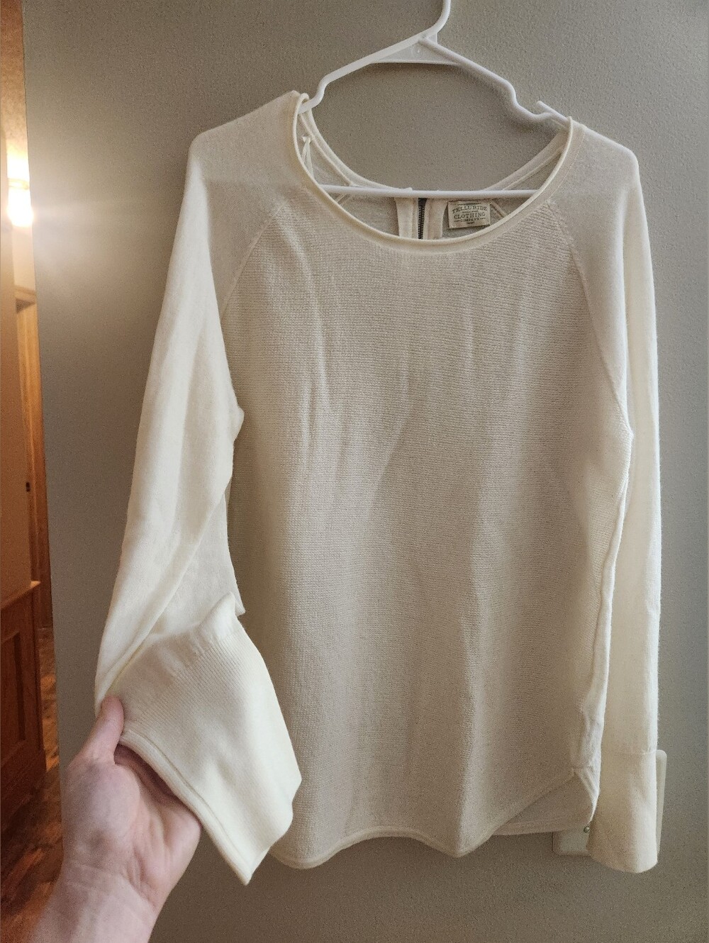 100% Extrafine Merino Wool Cream Tunic Sweater Sz XL Telluride Clothing Company